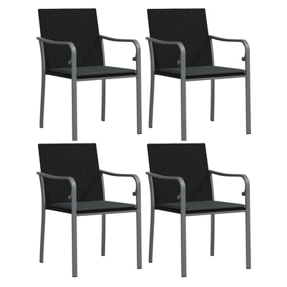 -Delige Tuinset Met Kussens Poly Rattan En Staal 5 160 cm tafellengte Zwart