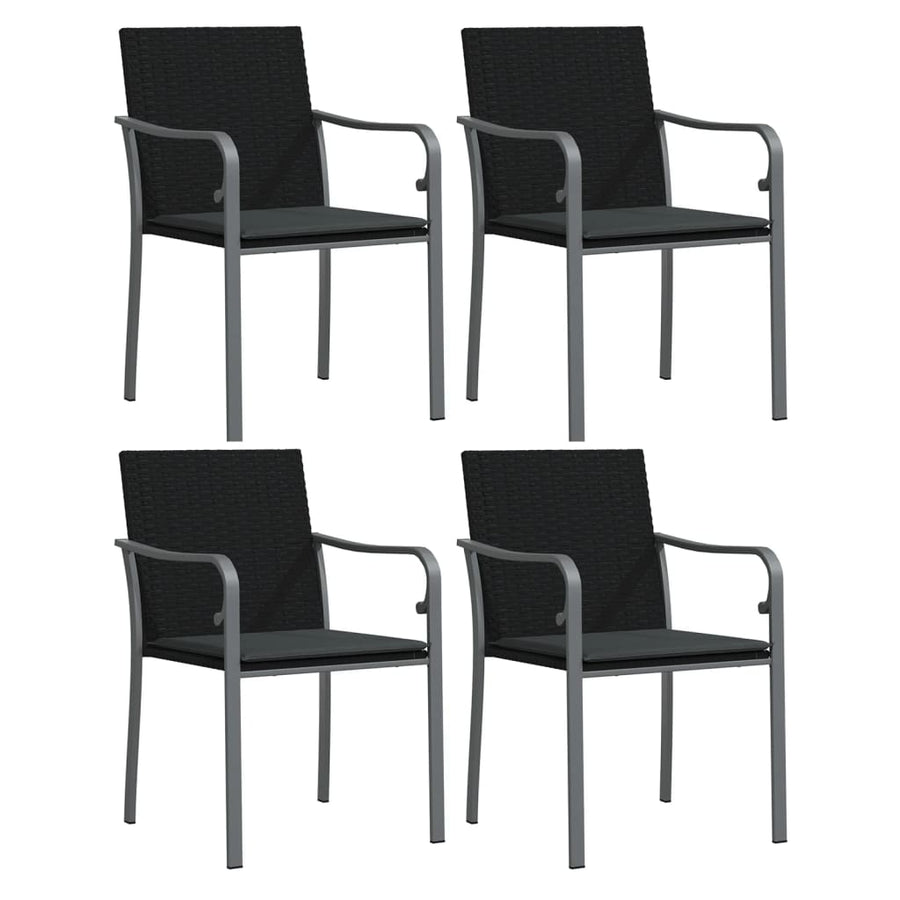 -Delige Tuinset Met Kussens Poly Rattan En Staal 5 160 cm tafellengte Zwart