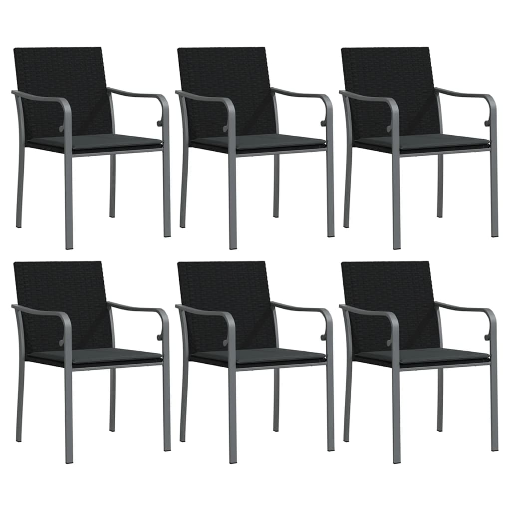 -Delige Tuinset Met Kussens Poly Rattan En Staal 7 160 cm tafellengte Zwart