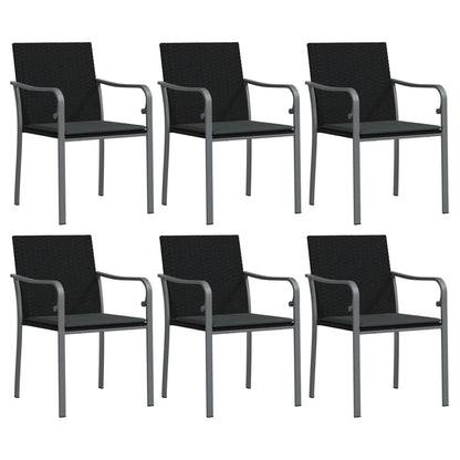 -Delige Tuinset Met Kussens Poly Rattan En Staal 7 160 cm tafellengte Zwart
