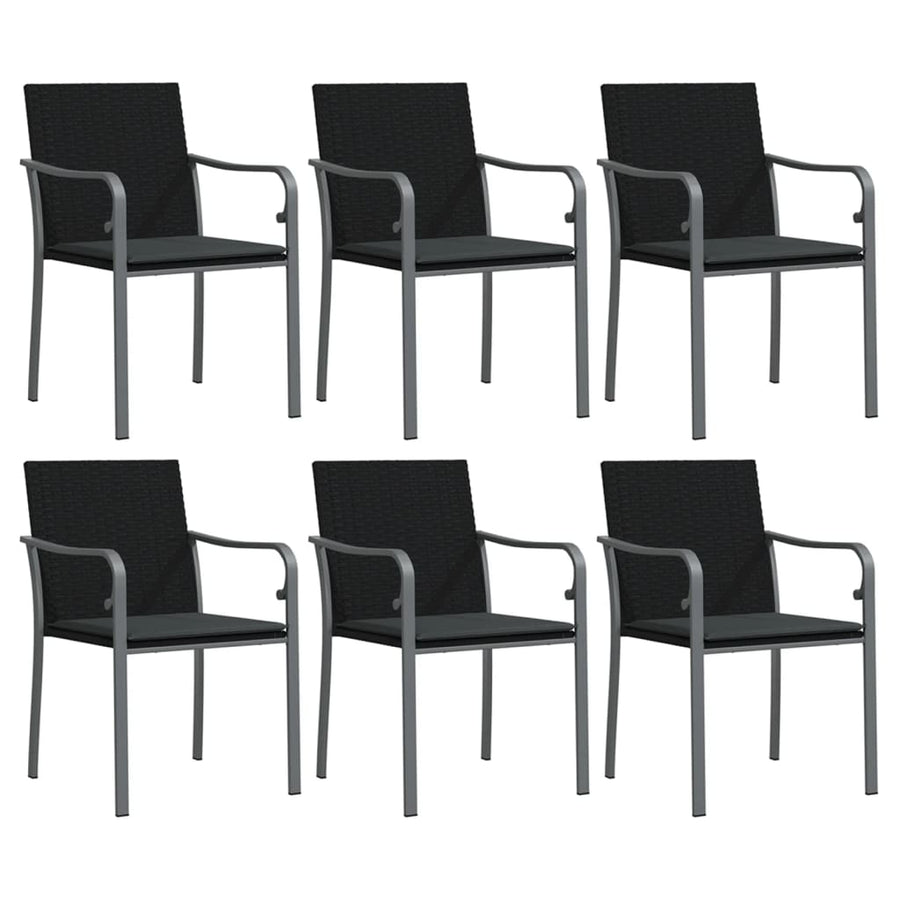 -Delige Tuinset Met Kussens Poly Rattan En Staal 7 160 cm tafellengte Zwart