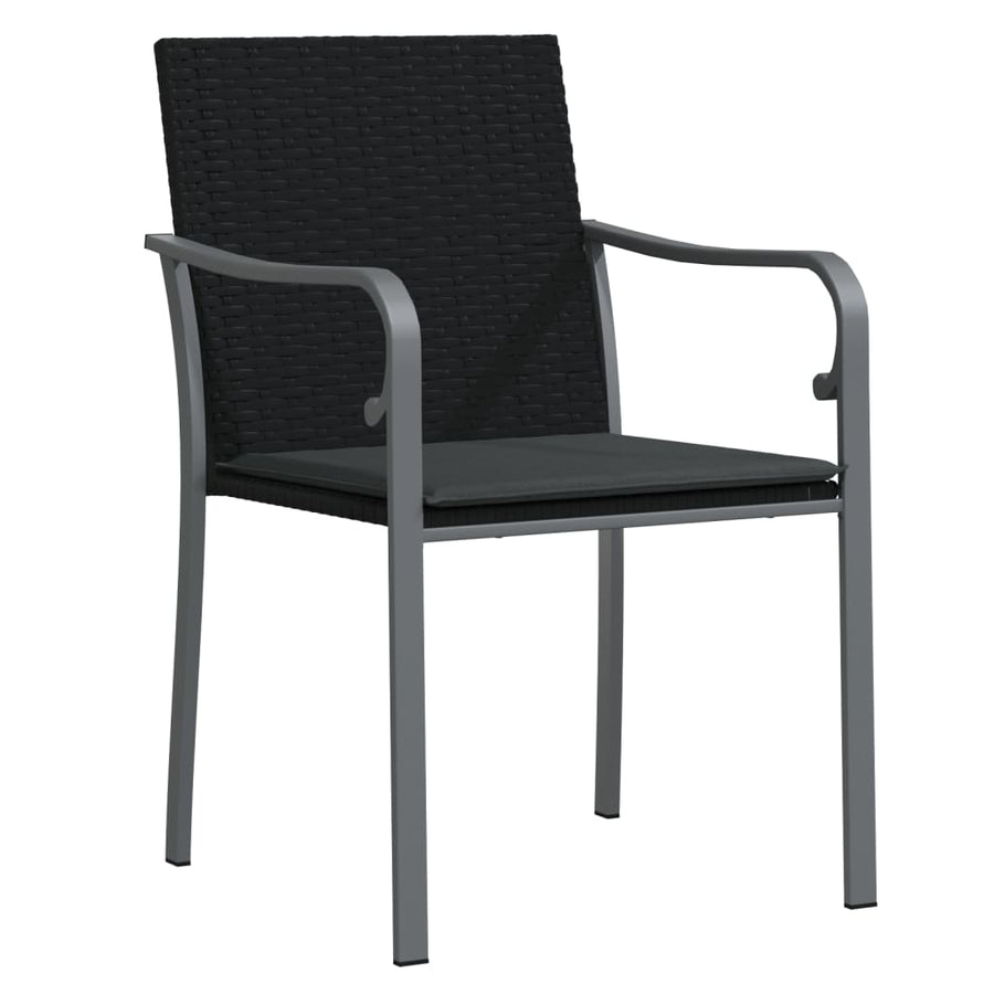 -Delige Tuinset Met Kussens Poly Rattan En Staal 7 160 cm tafellengte Zwart