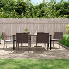 Tuinset 7-delig poly rattan staal bruin 200x100x74 cm