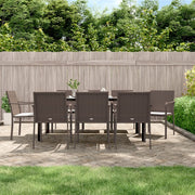 Tuinset 9-delig poly rattan staal bruin