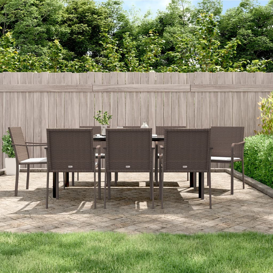 9-Delige Tuinset Met Kussens Poly Rattan En Staal 8 200 cm tafellengte Bruin