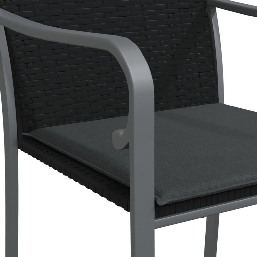 9-Delige Tuinset Met Kussens Poly Rattan En Staal 8 200 cm tafellengte Zwart