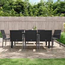 9-Delige Tuinset Met Kussens Poly Rattan En Staal 8 200 cm tafellengte Zwart