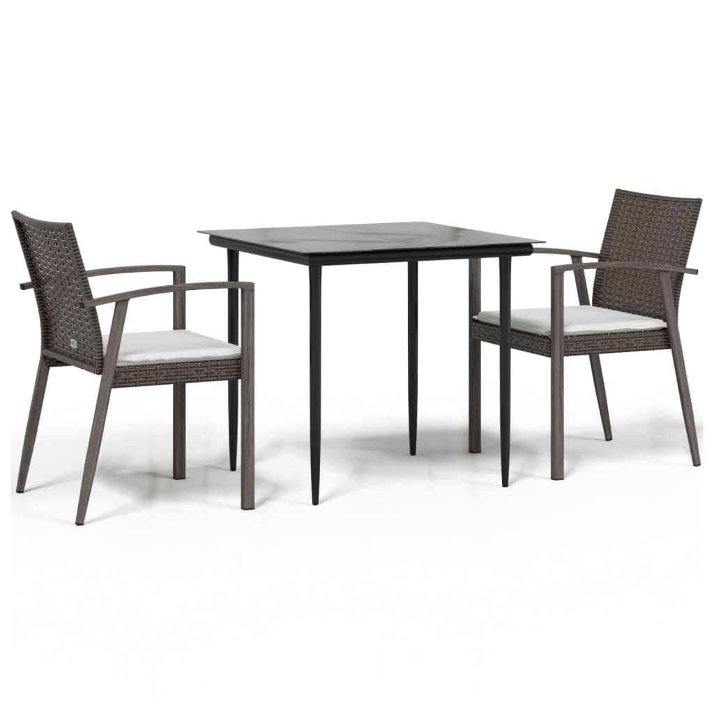 -Delige Tuinset Met Kussens Poly Rattan En Staal 3 80 cm tafellengte Bruin