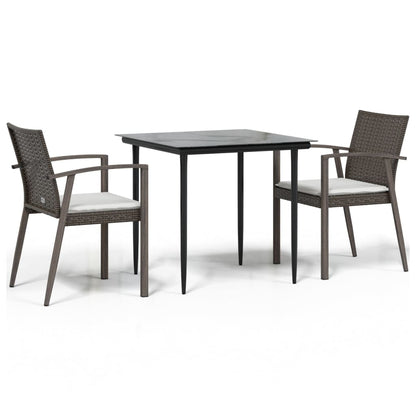-Delige Tuinset Met Kussens Poly Rattan En Staal 3 80 cm tafellengte Bruin