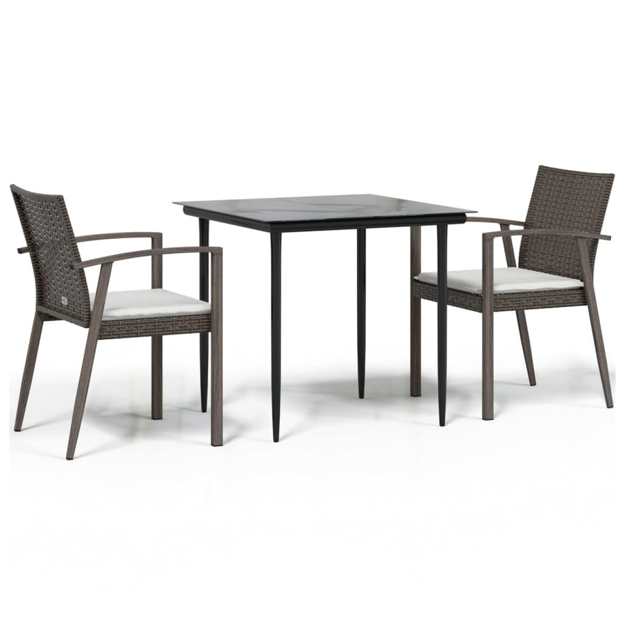 -Delige Tuinset Met Kussens Poly Rattan En Staal 3 80 cm tafellengte Bruin