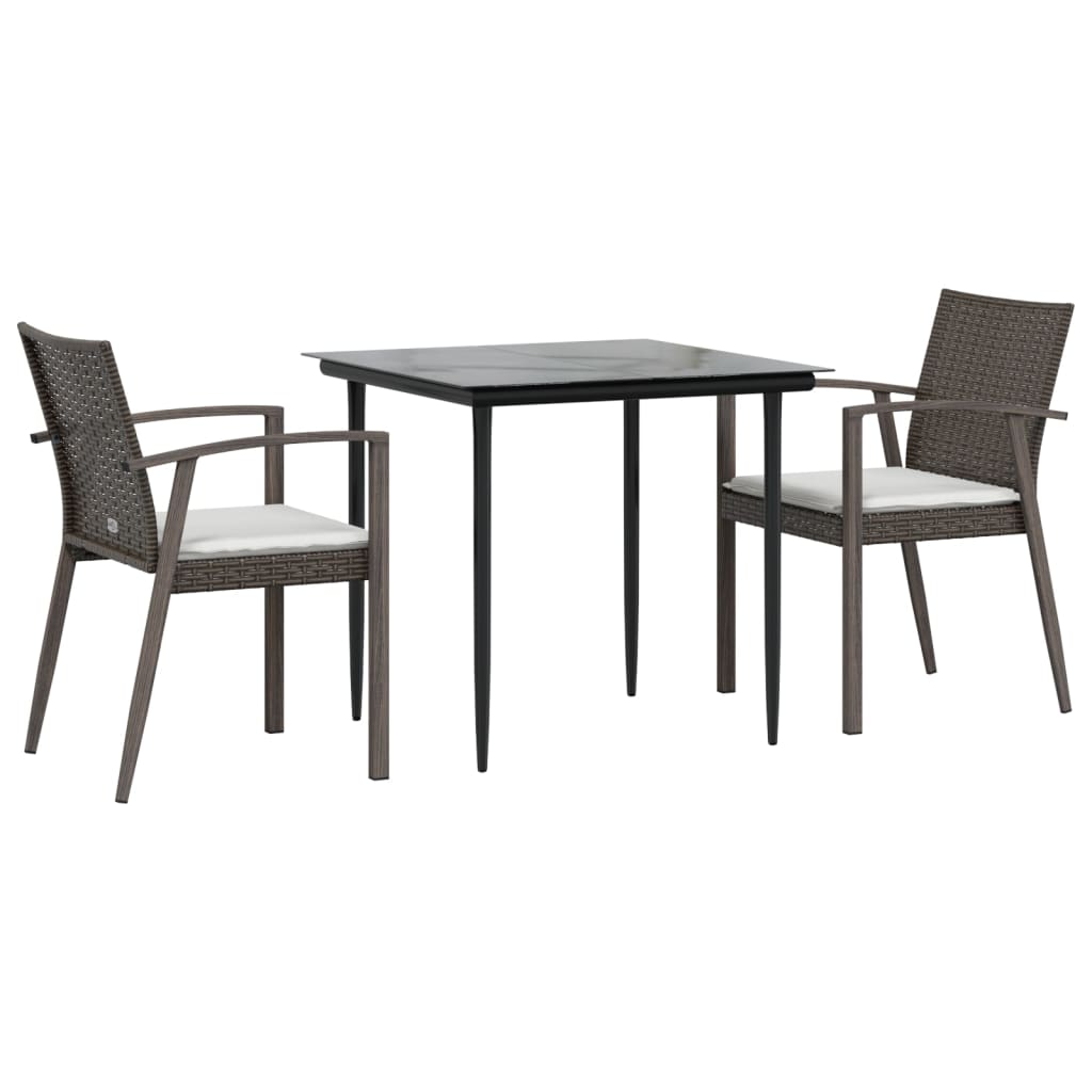 -Delige Tuinset Met Kussens Poly Rattan En Staal 3 80 cm tafellengte Bruin