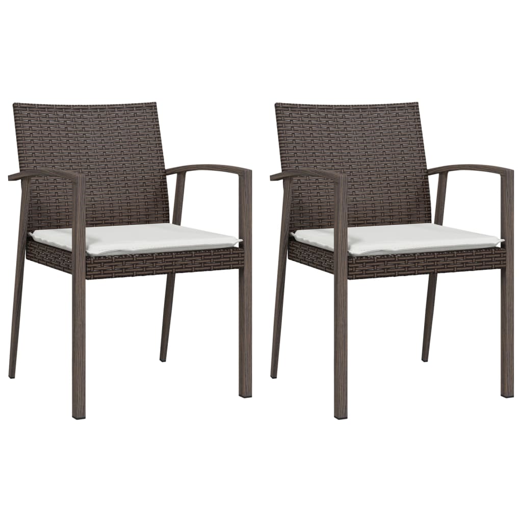 -Delige Tuinset Met Kussens Poly Rattan En Staal 3 80 cm tafellengte Bruin