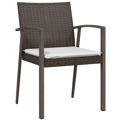 -Delige Tuinset Met Kussens Poly Rattan En Staal 3 80 cm tafellengte Bruin