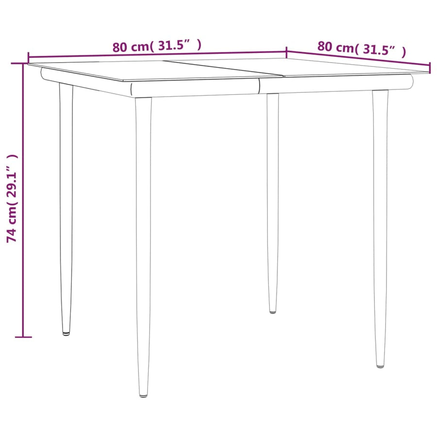 -Delige Tuinset Met Kussens Poly Rattan En Staal 3 80 cm tafellengte Bruin