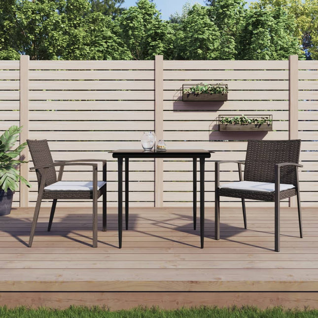 -Delige Tuinset Met Kussens Poly Rattan En Staal 3 80 cm tafellengte Bruin