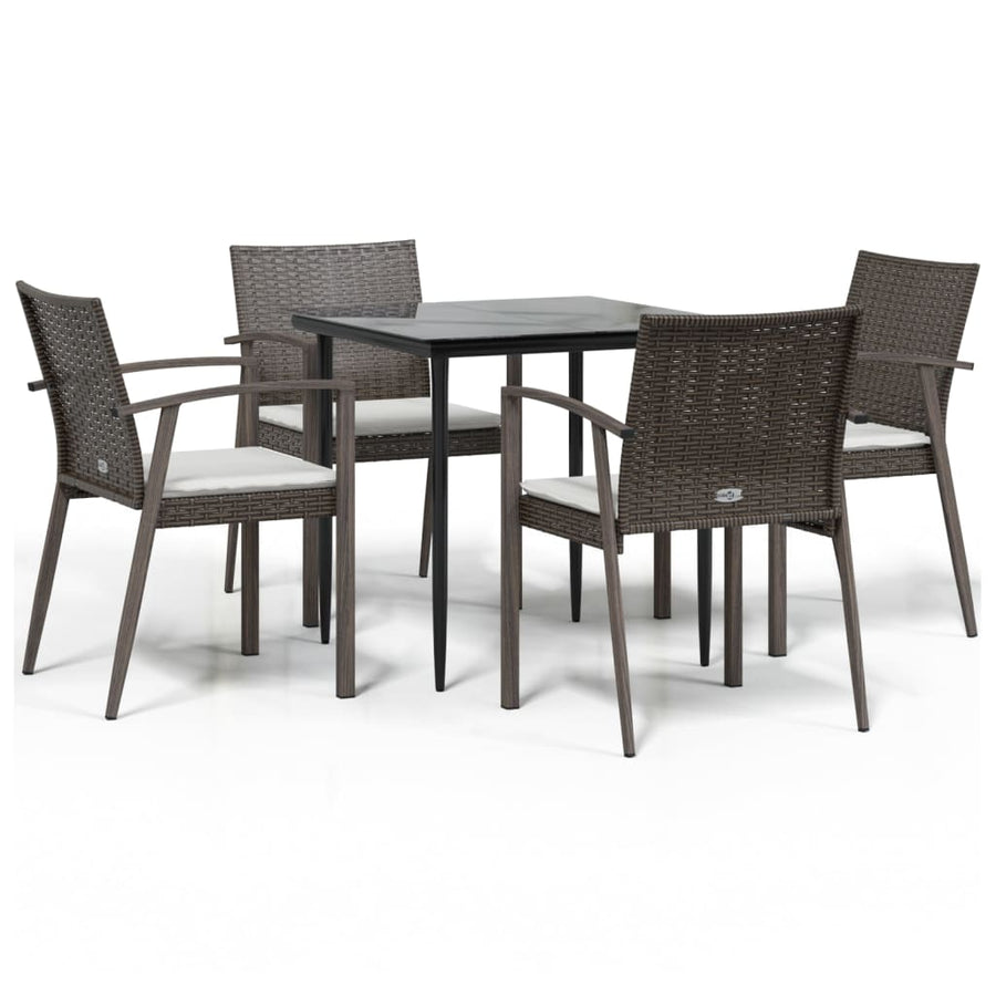 -Delige Tuinset Met Kussens Poly Rattan En Staal 5 80 cm tafellengte Bruin