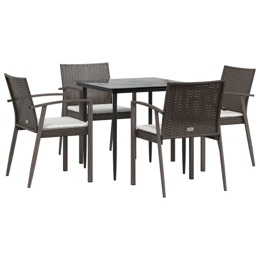 -Delige Tuinset Met Kussens Poly Rattan En Staal 5 80 cm tafellengte Bruin