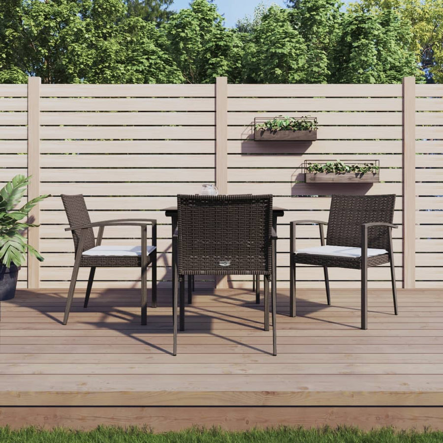 -Delige Tuinset Met Kussens Poly Rattan En Staal 5 80 cm tafellengte Bruin