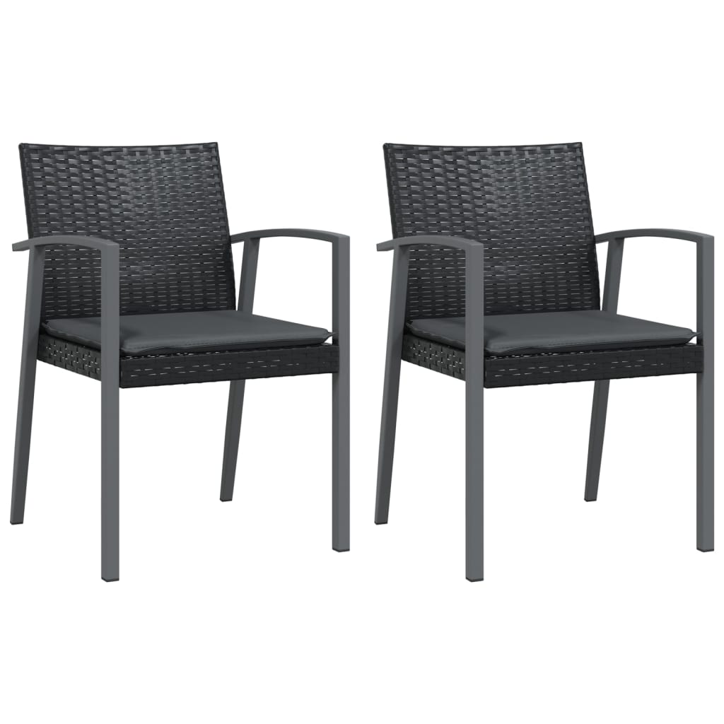 -Delige Tuinset Met Kussens Poly Rattan En Staal 3 80 cm tafellengte Zwart