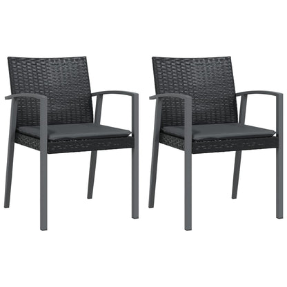 -Delige Tuinset Met Kussens Poly Rattan En Staal 3 80 cm tafellengte Zwart