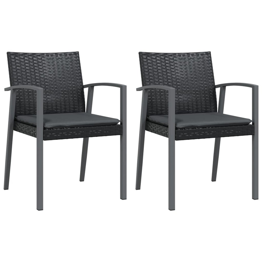 -Delige Tuinset Met Kussens Poly Rattan En Staal 3 80 cm tafellengte Zwart