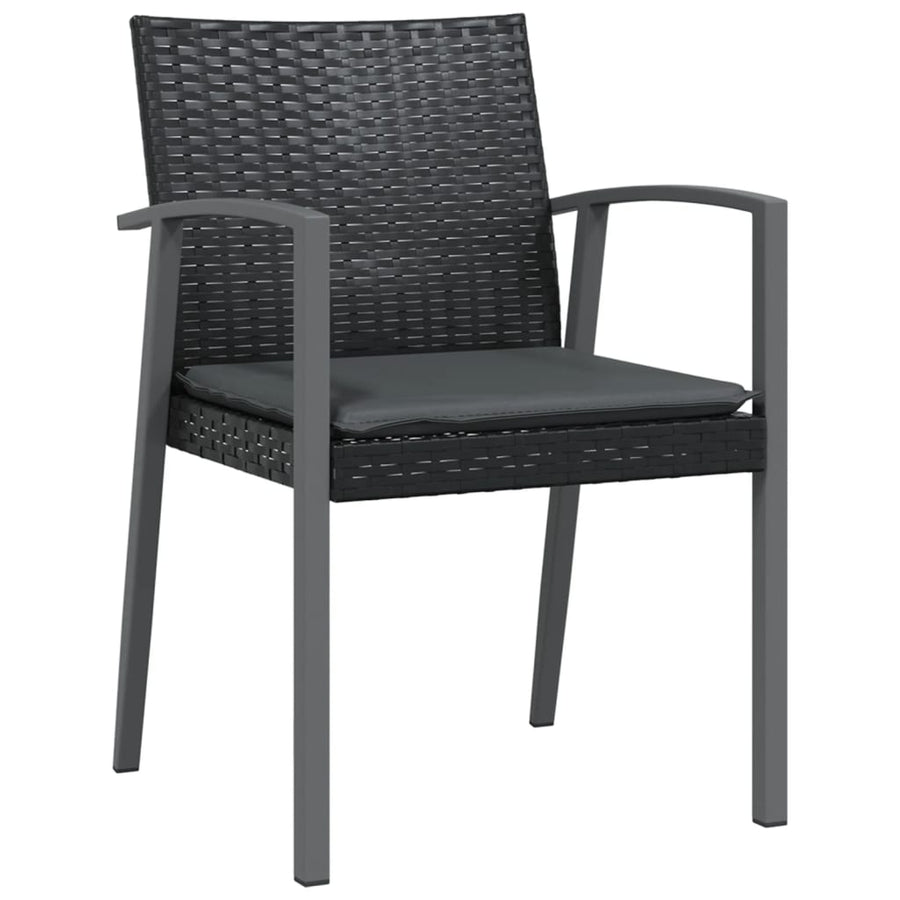 -Delige Tuinset Met Kussens Poly Rattan En Staal 3 80 cm tafellengte Zwart