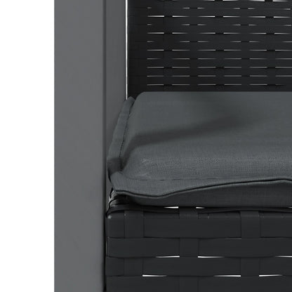 -Delige Tuinset Met Kussens Poly Rattan En Staal 3 80 cm tafellengte Zwart