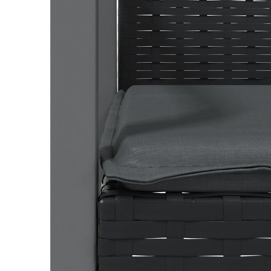 -Delige Tuinset Met Kussens Poly Rattan En Staal 3 80 cm tafellengte Zwart
