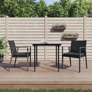 Tuinset 3-delig poly rattan staal met kussens