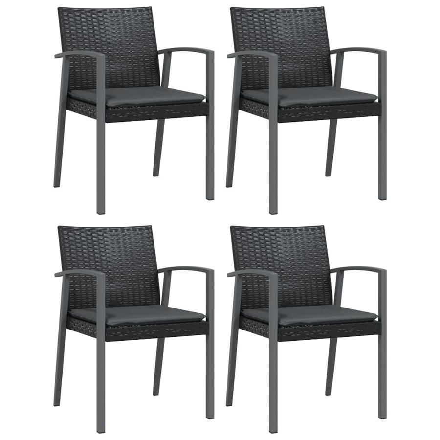 5-Delige Tuinset Met Kussens Poly Rattan En Staal 4 80 cm tafellengte Zwart