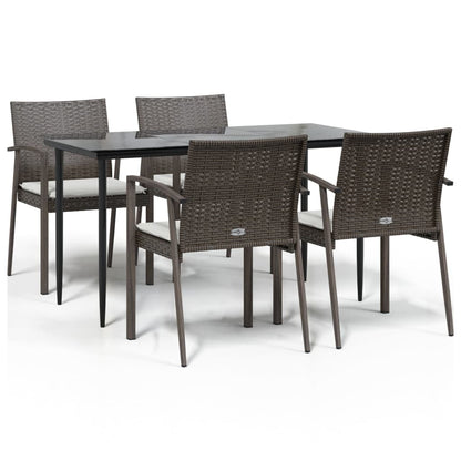 -Delige Tuinset Met Kussens Poly Rattan En Staal 5 140 cm tafellengte Bruin