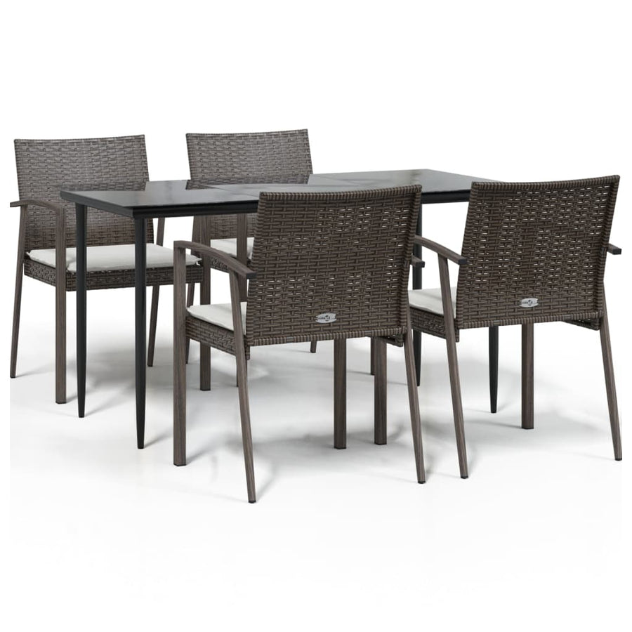 -Delige Tuinset Met Kussens Poly Rattan En Staal 5 140 cm tafellengte Bruin
