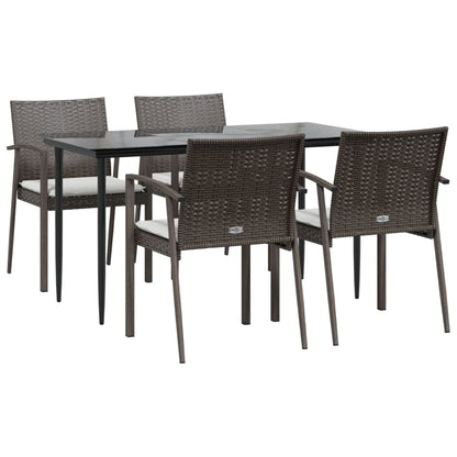 -Delige Tuinset Met Kussens Poly Rattan En Staal 5 140 cm tafellengte Bruin