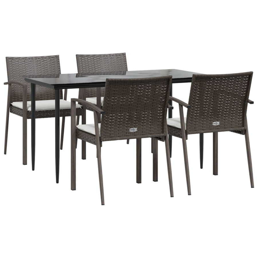 -Delige Tuinset Met Kussens Poly Rattan En Staal 5 140 cm tafellengte Bruin