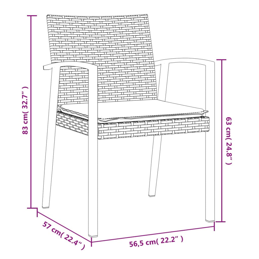 -Delige Tuinset Met Kussens Poly Rattan En Staal 5 140 cm tafellengte Bruin