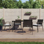 Tuinset 5-delig poly rattan staal met kussens