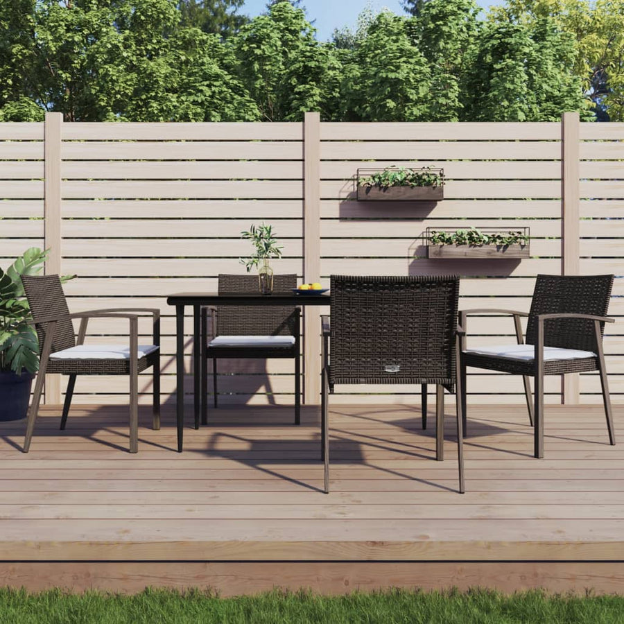 -Delige Tuinset Met Kussens Poly Rattan En Staal 5 140 cm tafellengte Bruin