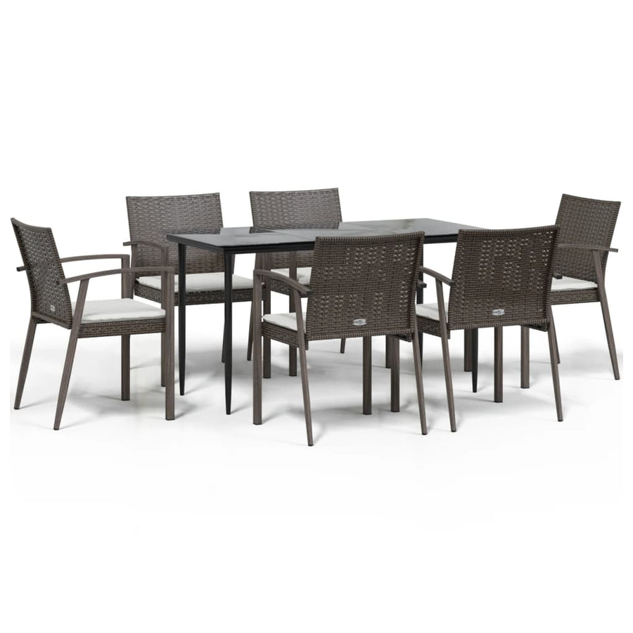 -Delige Tuinset Met Kussens Poly Rattan En Staal 7 140 cm tafellengte Bruin
