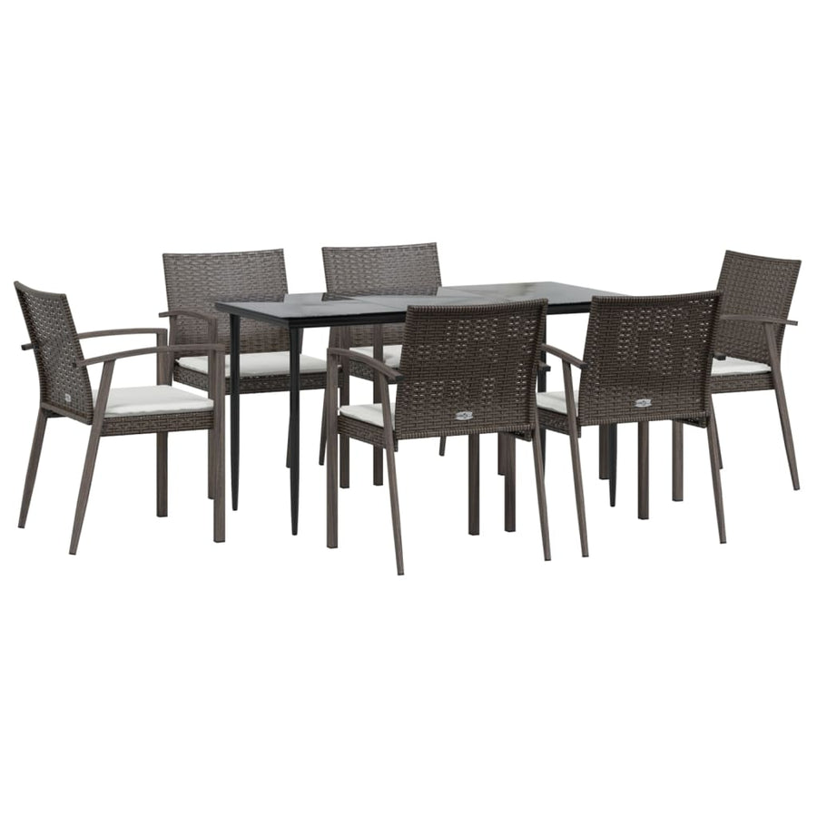 -Delige Tuinset Met Kussens Poly Rattan En Staal 7 140 cm tafellengte Bruin
