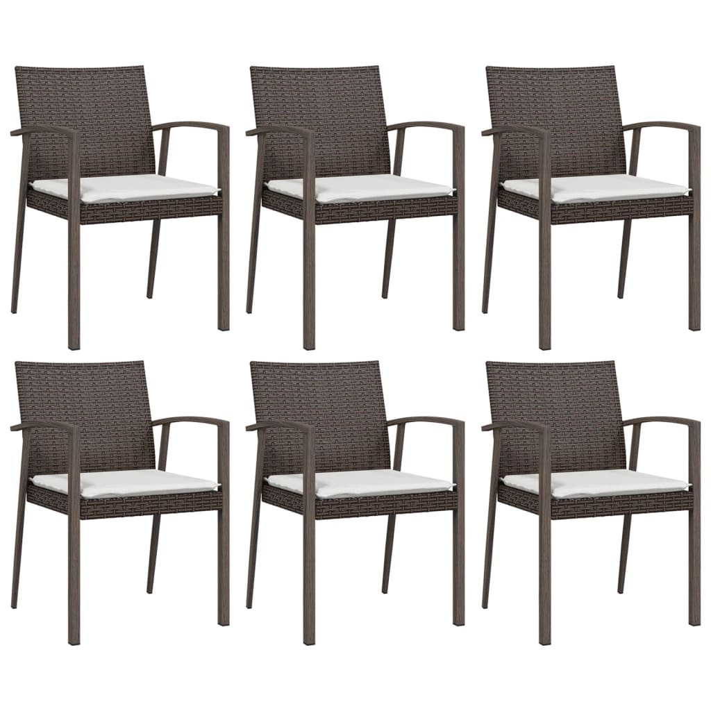 -Delige Tuinset Met Kussens Poly Rattan En Staal 7 140 cm tafellengte Bruin