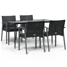 5-Delige Tuinset Met Kussens Poly Rattan En Staal 4 140 cm tafellengte Zwart