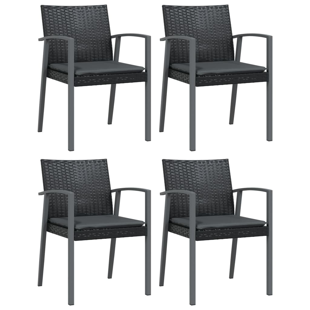 5-Delige Tuinset Met Kussens Poly Rattan En Staal 4 140 cm tafellengte Zwart