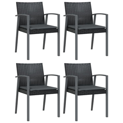 5-Delige Tuinset Met Kussens Poly Rattan En Staal 4 140 cm tafellengte Zwart