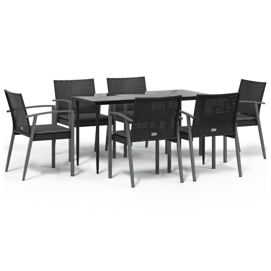 Tuinset Met Kussens Poly Rattan En Staal 7 140 cm tafellengte Zwart