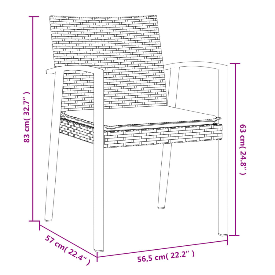 Tuinset Met Kussens Poly Rattan En Staal 7 140 cm tafellengte Zwart
