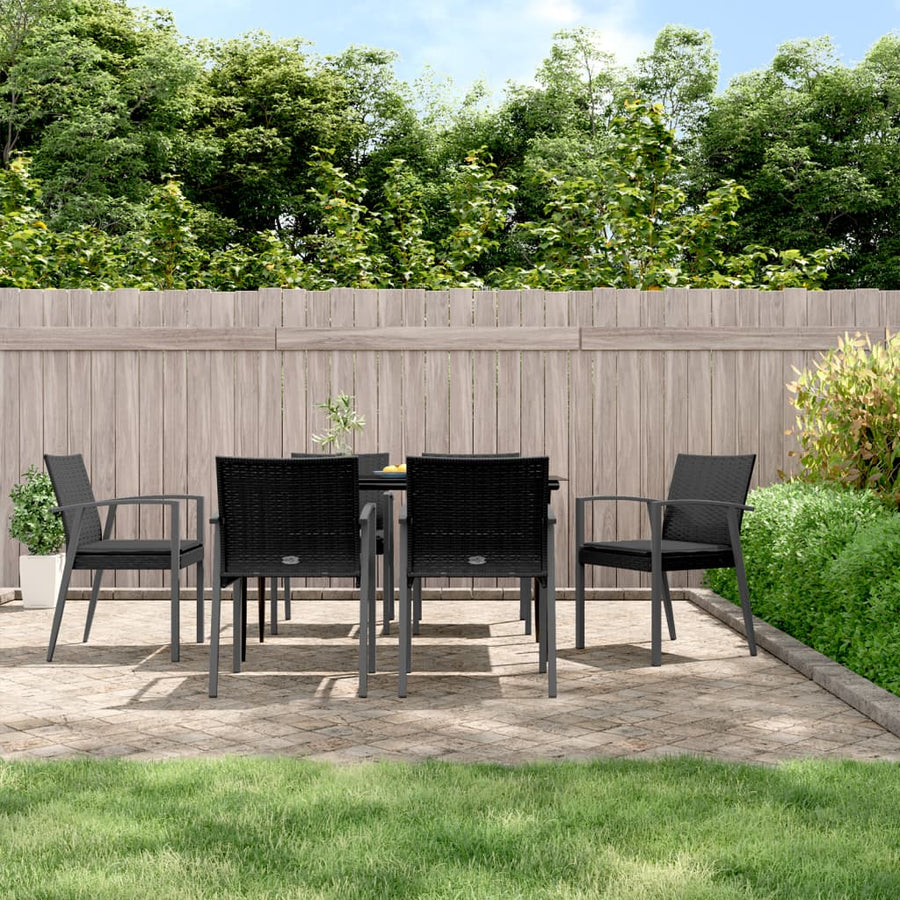 Tuinset Met Kussens Poly Rattan En Staal 7 140 cm tafellengte Zwart