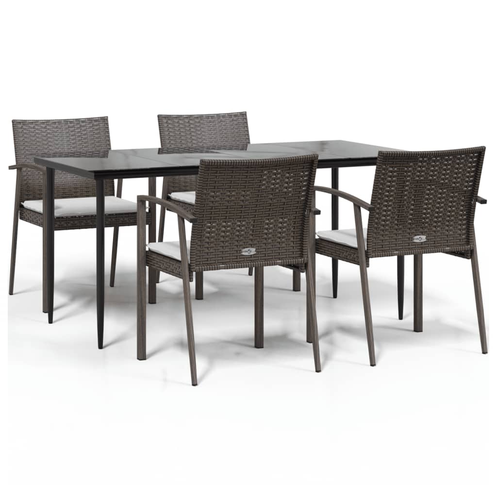 -Delige Tuinset Met Kussens Poly Rattan En Staal 5 160 cm tafellengte Bruin