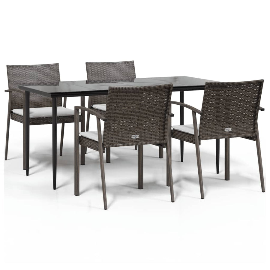 -Delige Tuinset Met Kussens Poly Rattan En Staal 5 160 cm tafellengte Bruin