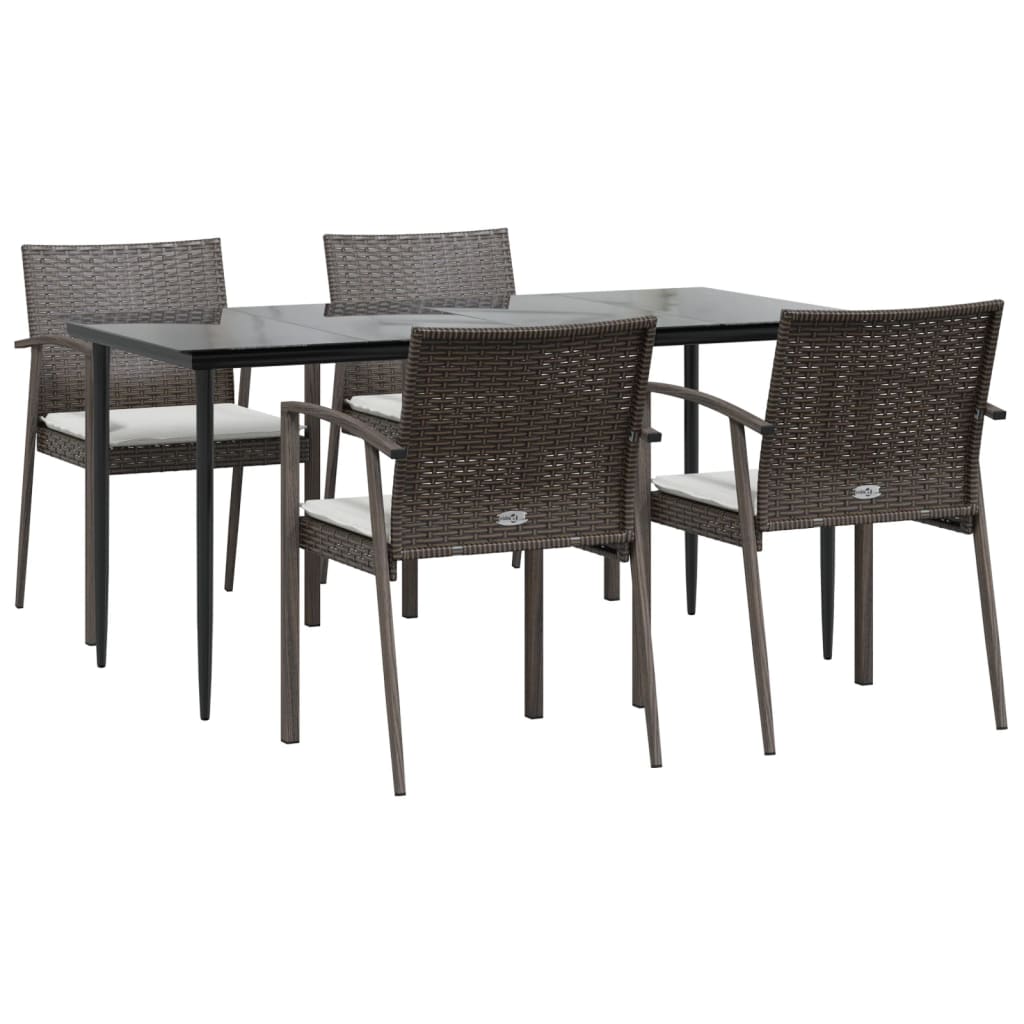 -Delige Tuinset Met Kussens Poly Rattan En Staal 5 160 cm tafellengte Bruin
