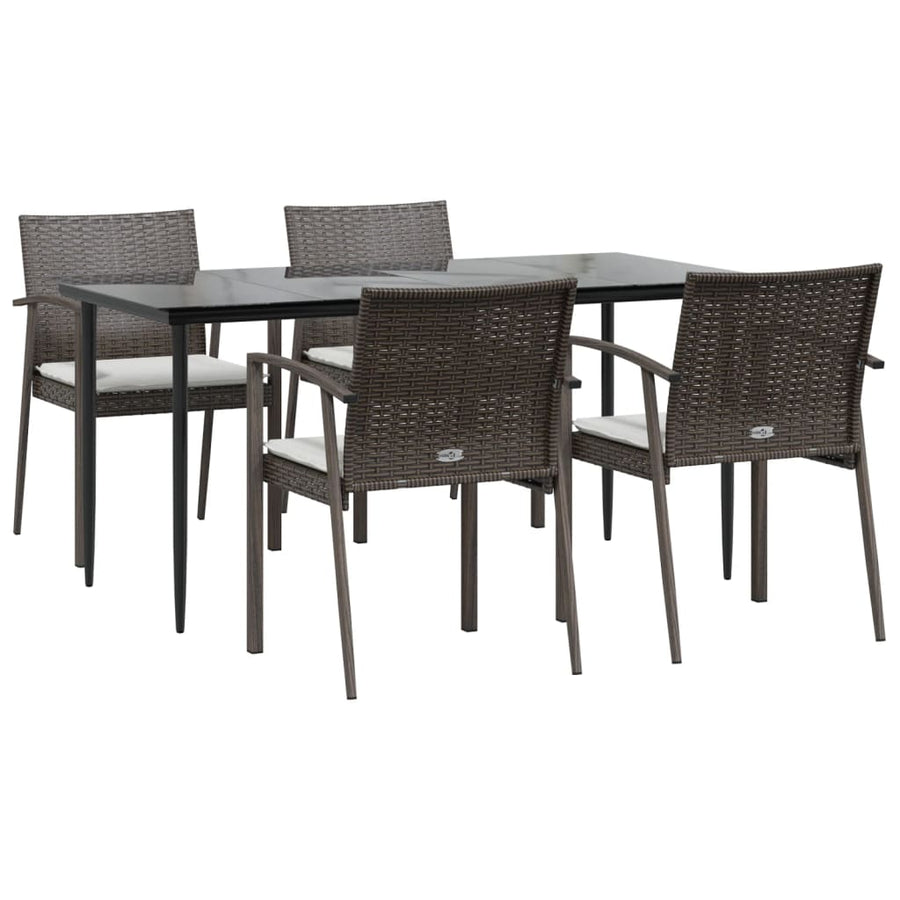 -Delige Tuinset Met Kussens Poly Rattan En Staal 5 160 cm tafellengte Bruin